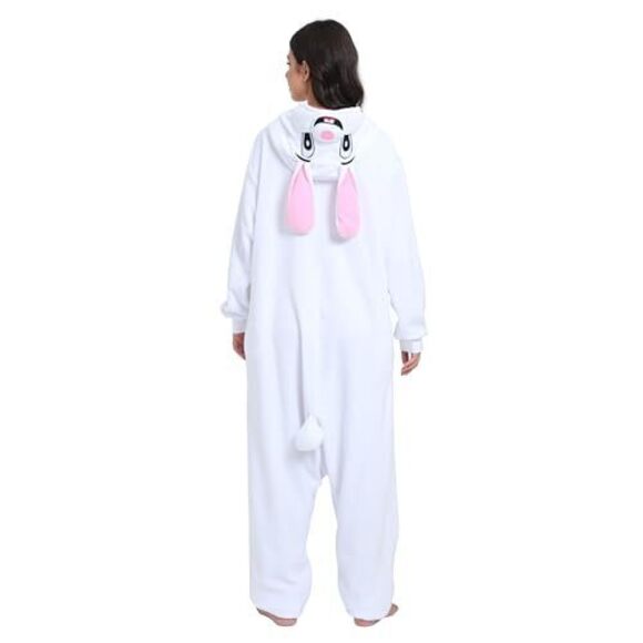 ADULT RABBIT ONESIE ANIMAL PAJAMAS HALLOWEEN COSPLAY COSTUME WOMEN MEN ONE PIECE